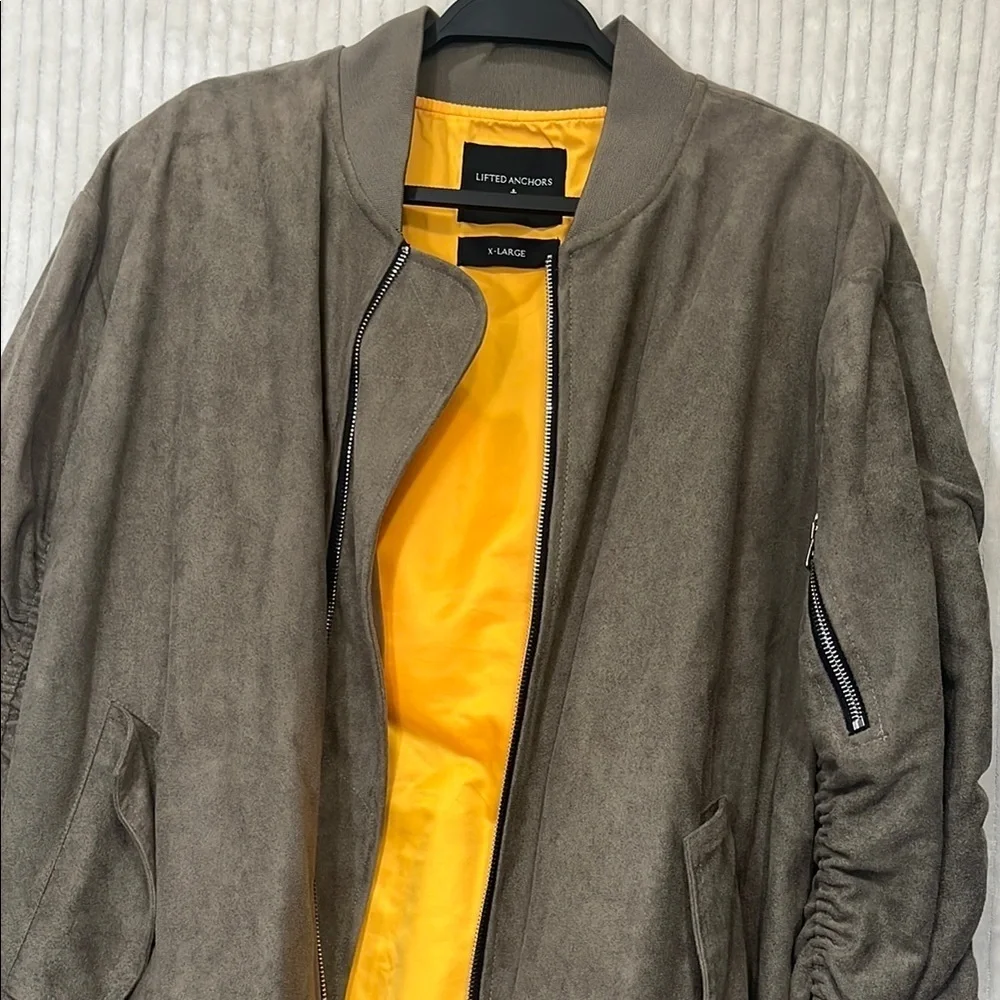 Tan Bomber Jacket with Minimalist Design